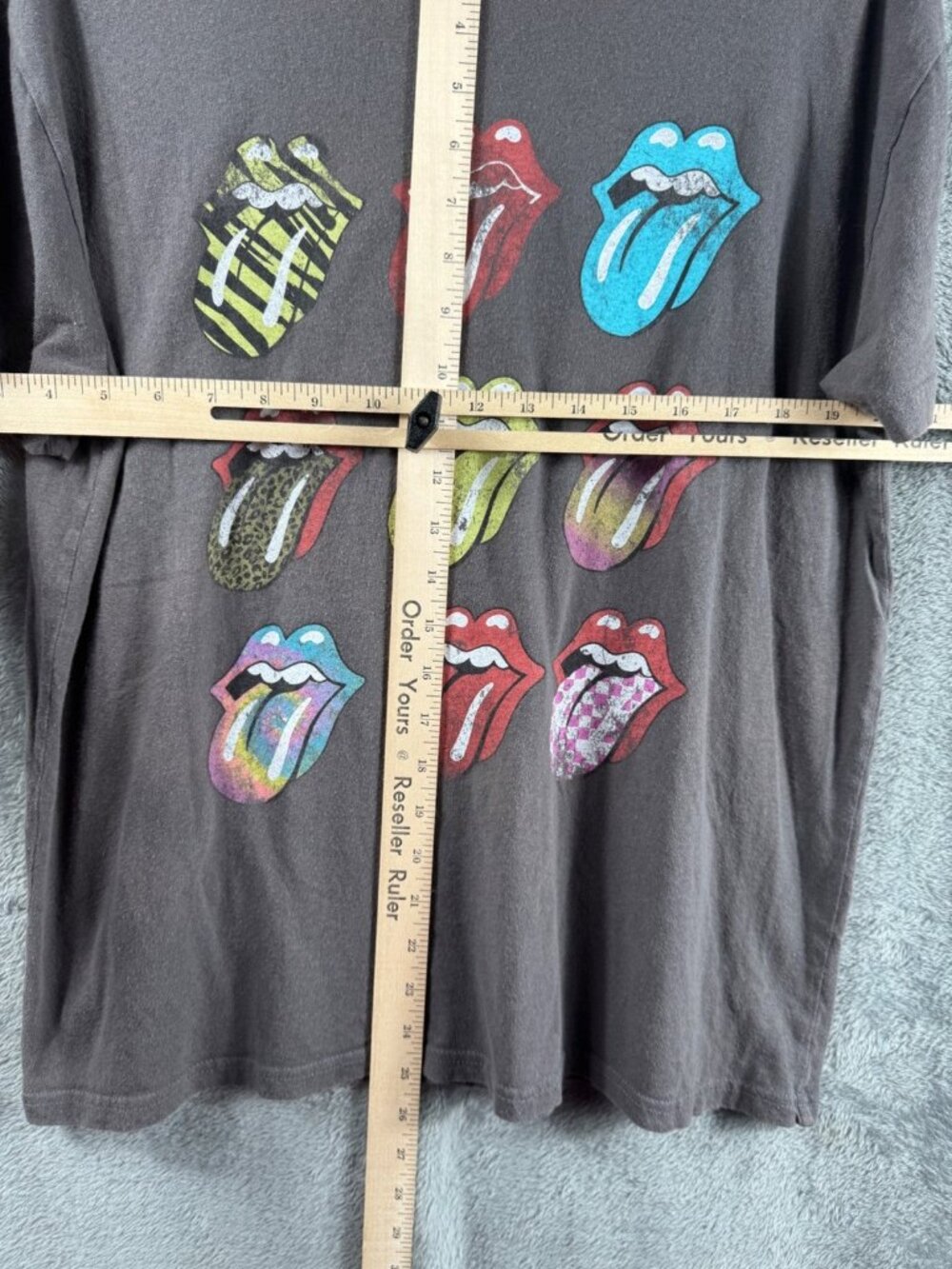 The Rolling Stones Graphic T-Shirt L Multicolor Tongue Logo Brown Unisex - Picture 6 of 8